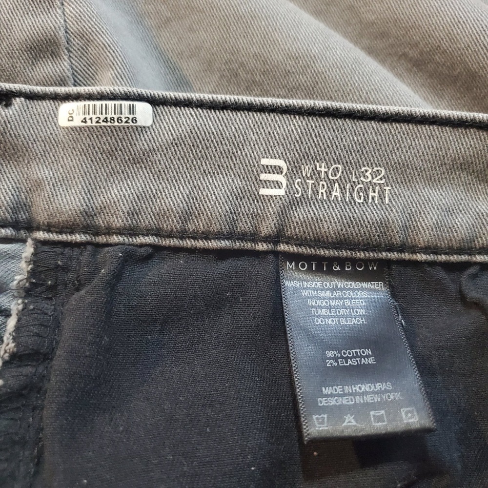 Mott & Bow Mens Straight Leg Jeans Gray Stone Wash 40x32 Stretch Denim Pants - Picture 4 of 10